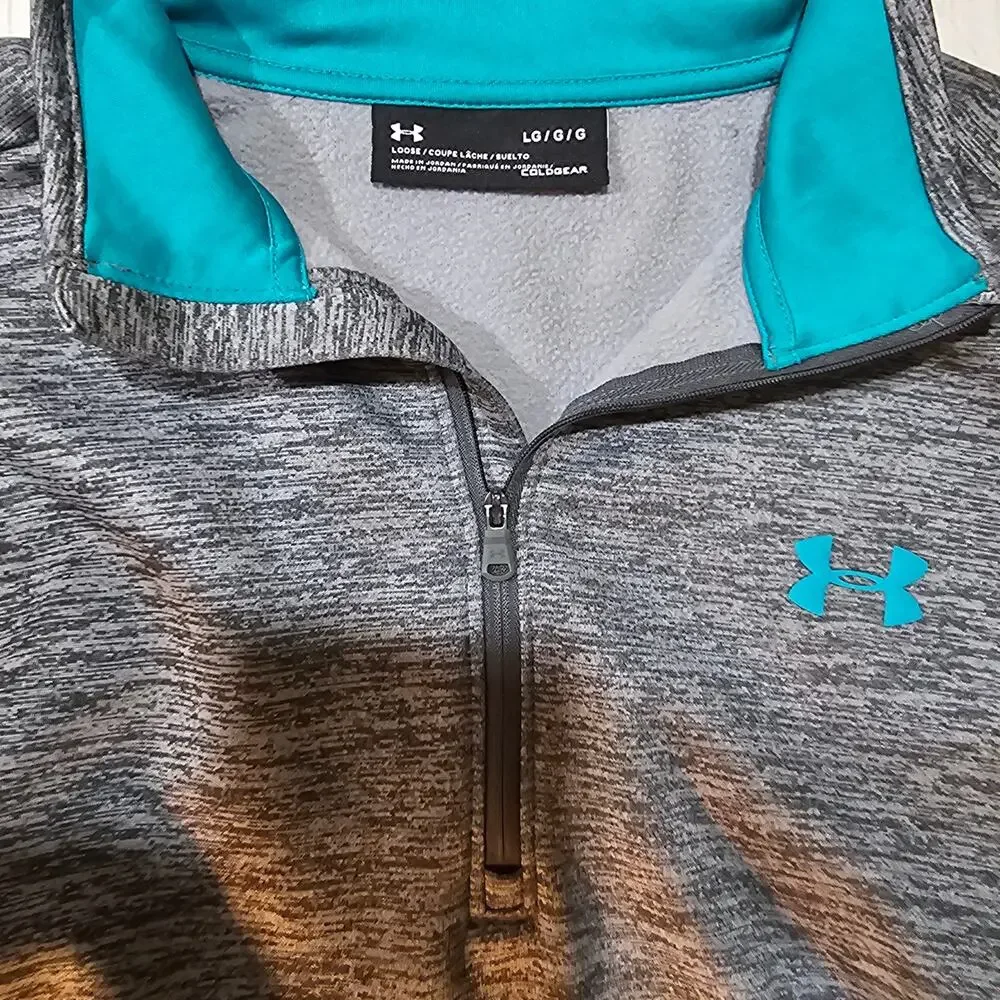 Under Armour ColdGear Fleece 1/2 Zip Gray Long Sleeve Pullover Size L - Picture 4 of 7